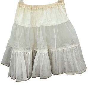 Vintage White Sequin Trim Full‎ Ruffle Coquette Lolita Petticoat Crinoline